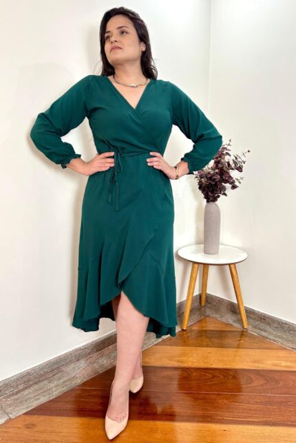 Vestido Transpassado Verde